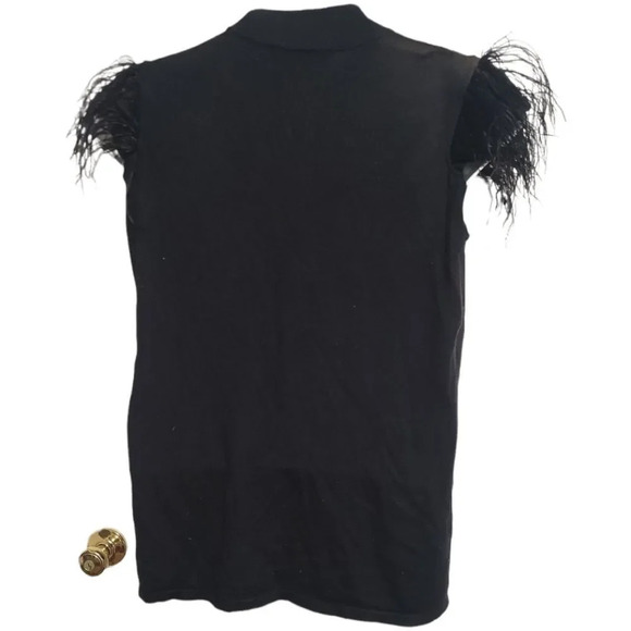 Ashley Stewart plus size feather cap sleeve shirt top blous black 18 20 - Picture 3 of 3